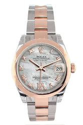 Rolex Datejust 31 White Mother Of Pearl Roman Large Vi Set With Diamond Dial 18K Rose Gold Two Tone